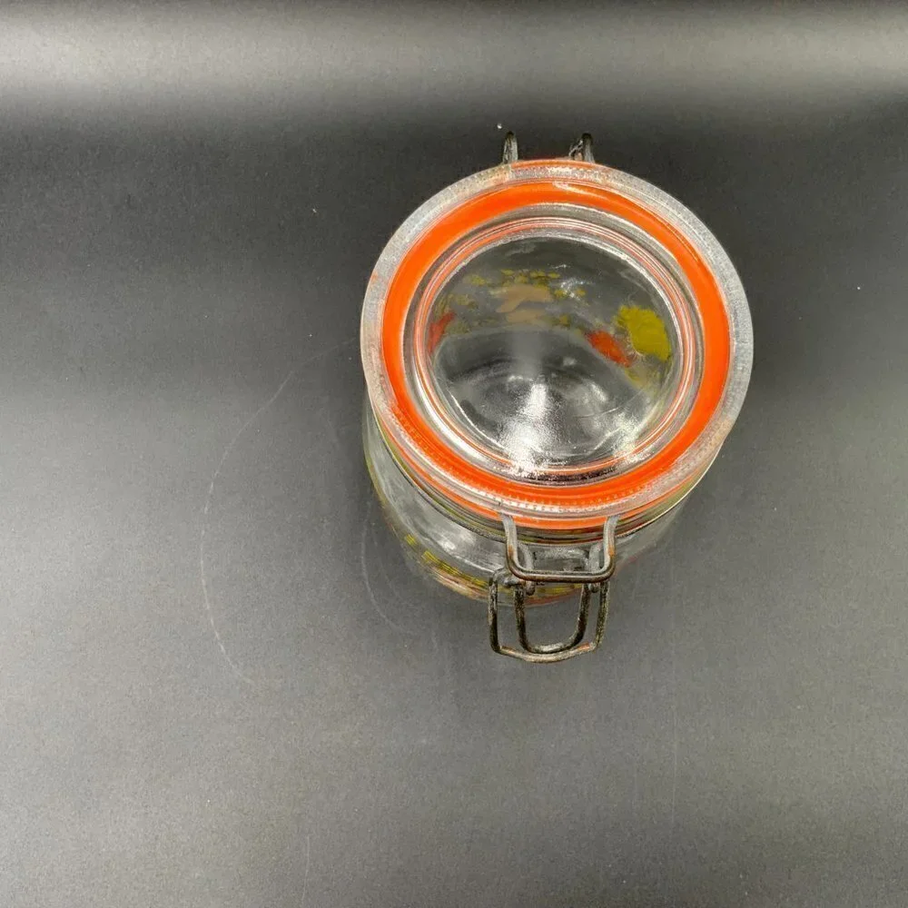 Vintage Glass Jar Canister Storage Vegetables Peppers Mushrooms Arc France 1.5L